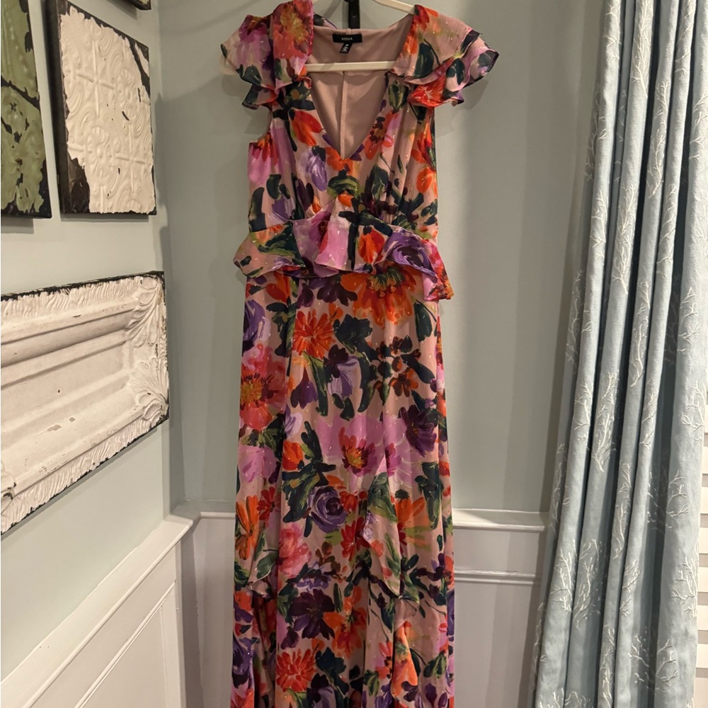 Aqua Bloomingdale’s Exclusive Vibrant Floral Maxi Dress - S
